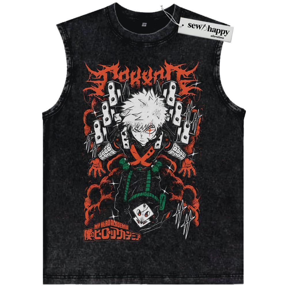 Wash Tank Top Katsuki Bakugo Tank Top, MHA Tank Top, Anime Tank Top, Vintage Tank Top