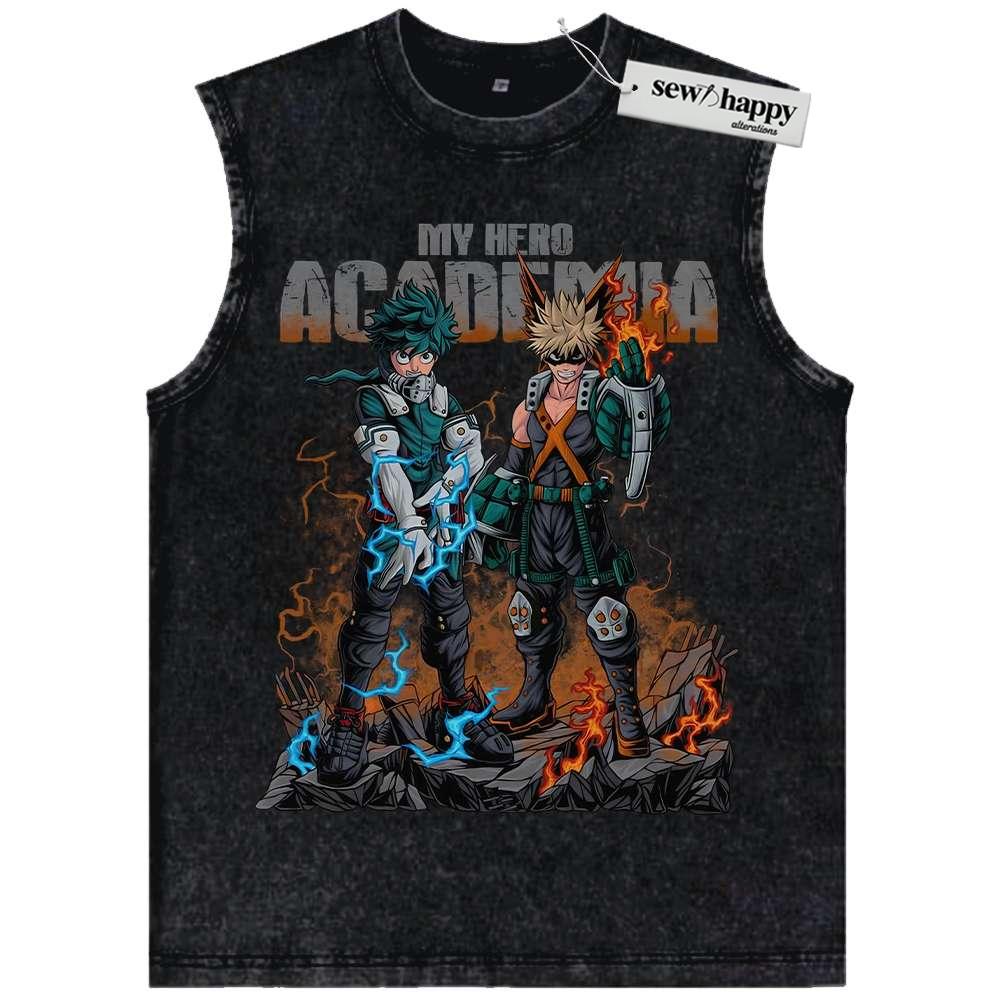 Wash Tank Top Katsuki Bakugo vs Izuku Midoriya Tank Top, MHA Tank Top, Anime Tank Top, Vintage Tank Top
