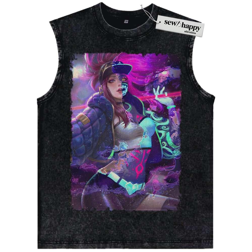 Wash Tank Top KDA Akali Tank Top, League of Legends Tank Top, LoL Tank Top, Game Tank Top, Vintage Tank Top