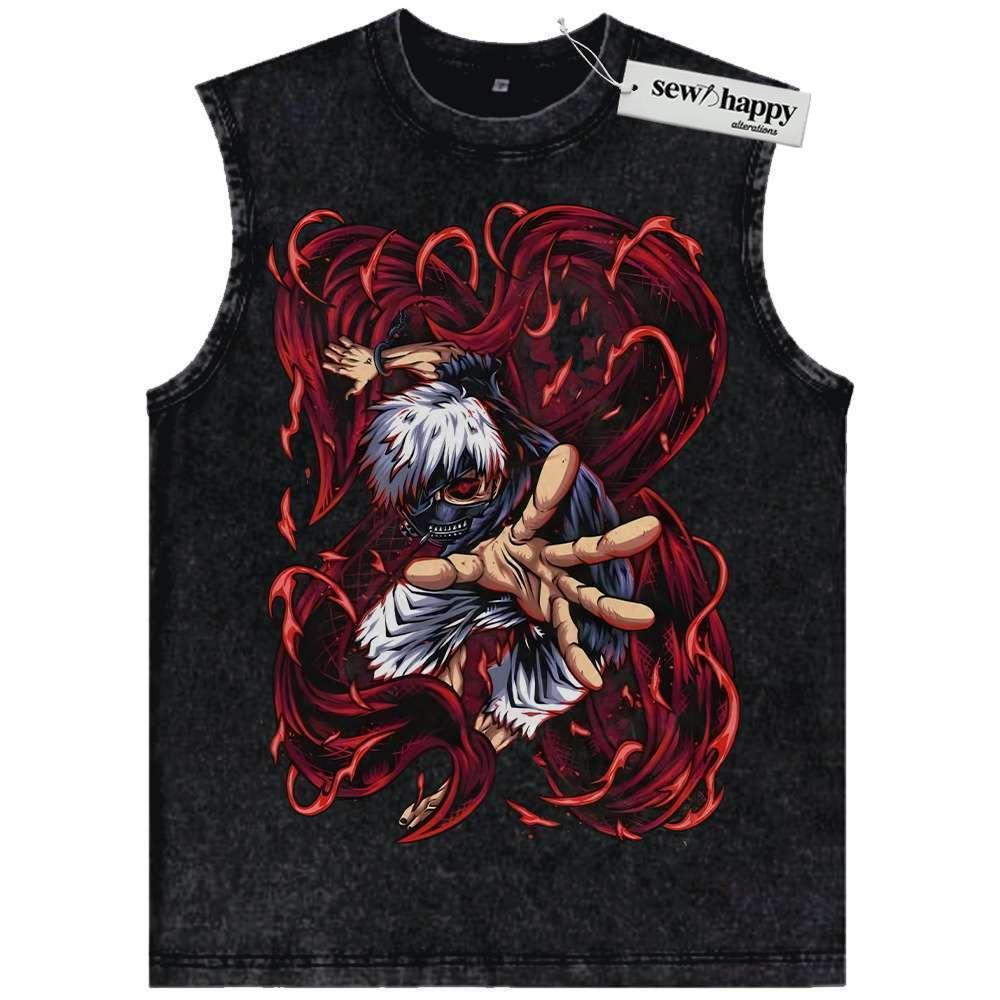 Wash Tank Top Ken Kaneki Tank Top, Tokyo Ghoul Tank Top, Anime Tank Top, Vintage Tank Top