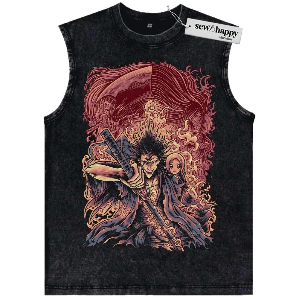 Wash Tank Top Kenpachi Zaraki vs Yachiru Kusajishi Tank Top, Bleach Tank Top, Anime Tank Top, Vintage Tank Top