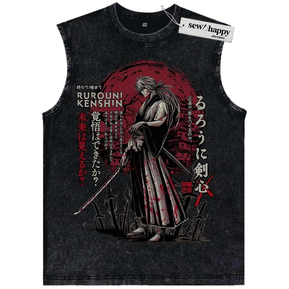 Wash Tank Top Kenshin Himura Tank Top, Rurouni Kenshin Tank Top, Anime Tank Top, Vintage Tank Top