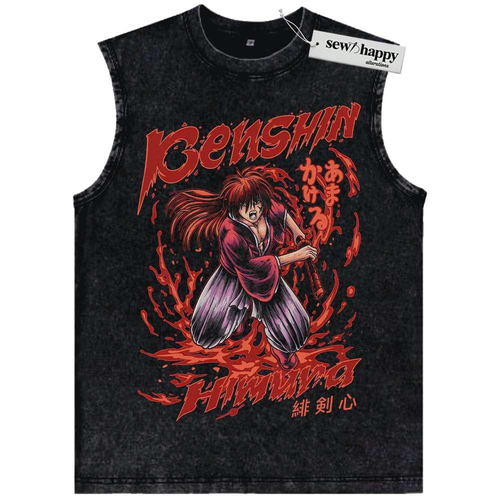 Wash Tank Top Kenshin Himura Tank Top, Rurouni Kenshin Tank Top, Anime Tank Top, Vintage Tank Top
