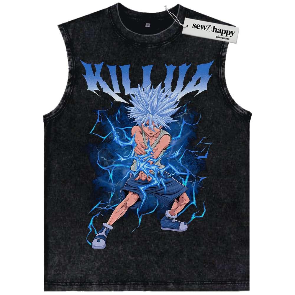 Wash Tank Top Killua Zoldyck Tank Top, Hunter x Hunter Tank Top, Anime Tank Top, Vintage Tank Top