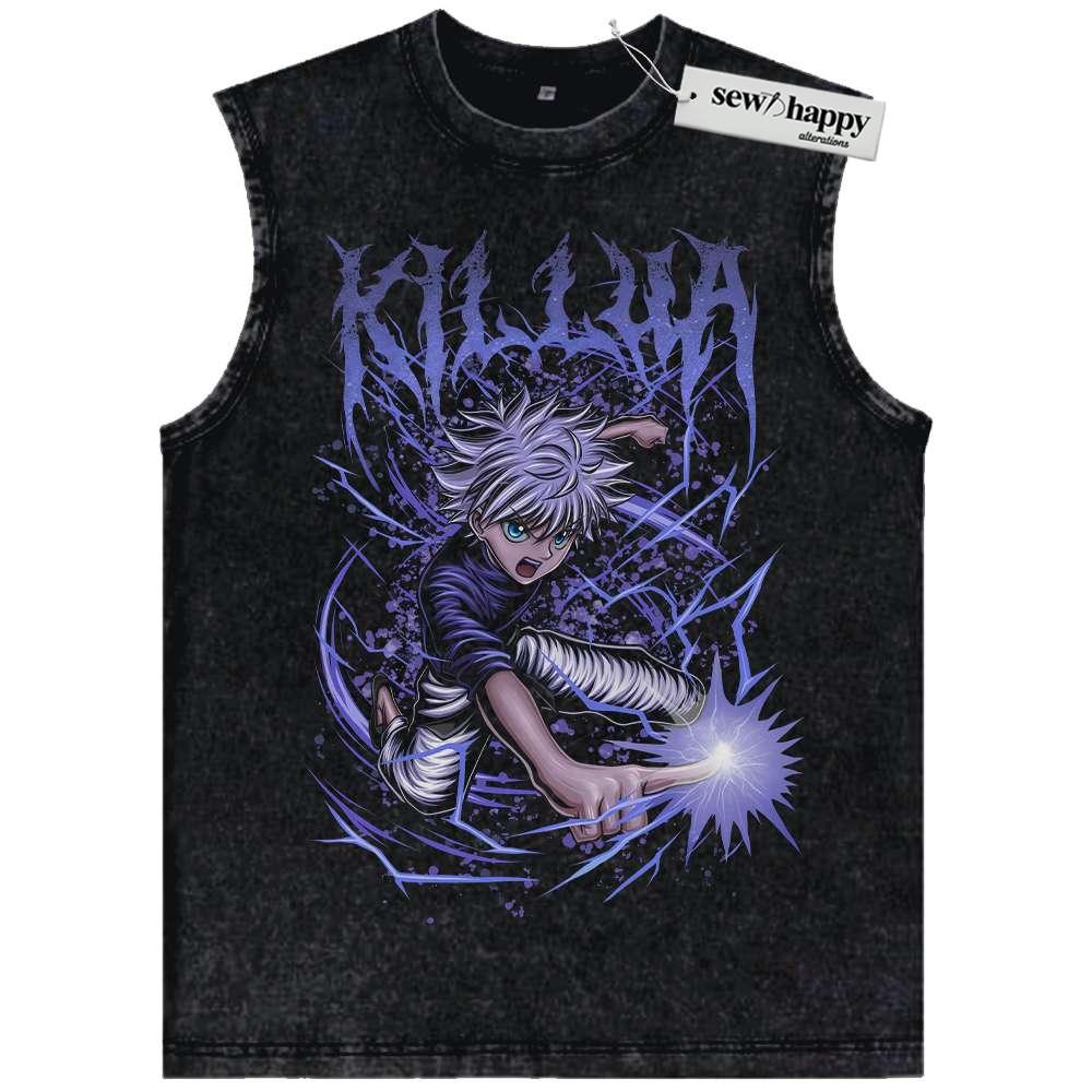 Wash Tank Top Killua Zoldyck Tank Top, Hunter x Hunter Tank Top, HxH Tank Top, Anime Tank Top, Vintage Tank Top