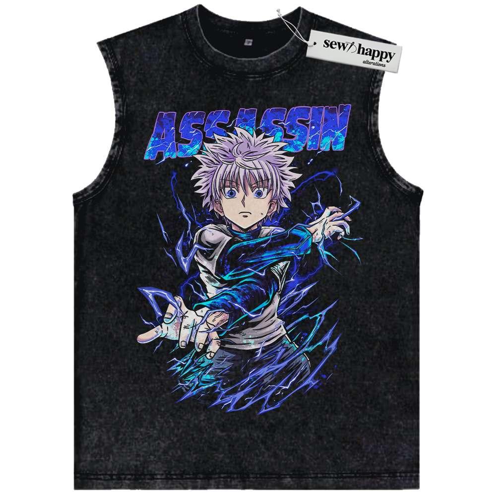 Wash Tank Top Killua Zoldyck Tank Top, Hunter x Hunter Tank Top, HxH Tank Top, Anime Tank Top, Vintage Tank Top