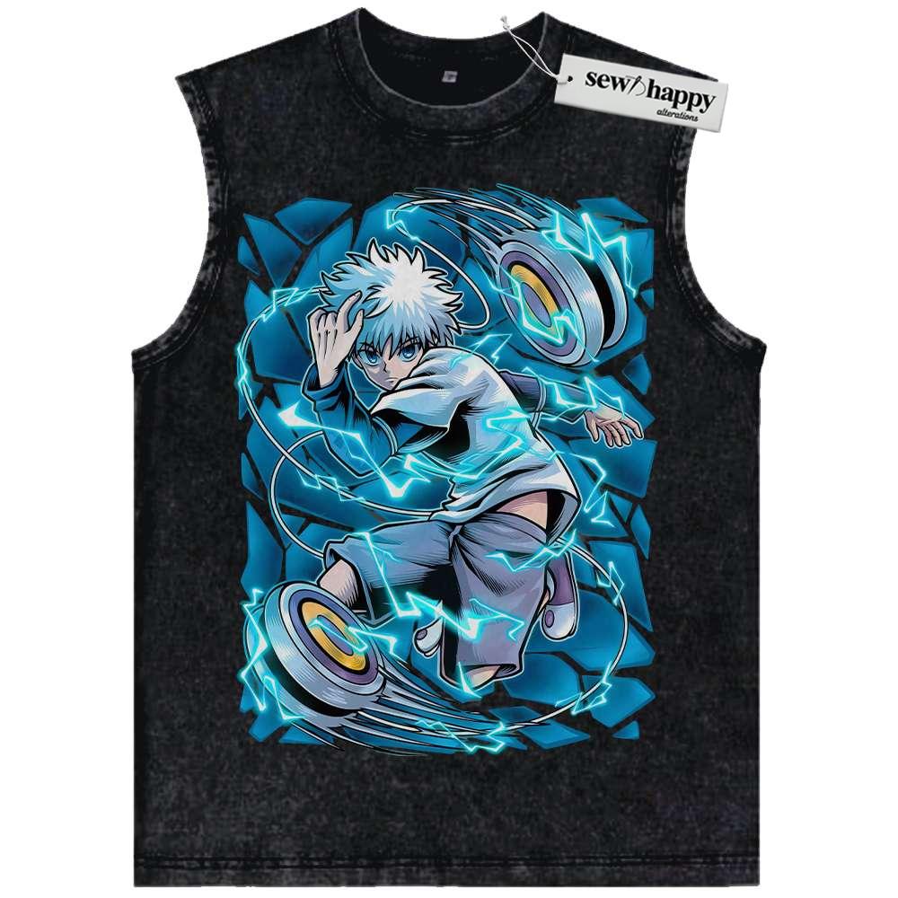 Wash Tank Top Killua Zoldyck Tank Top, Hunter x Hunter Tank Top, HxH Tank Top, Anime Tank Top, Vintage Tank Top