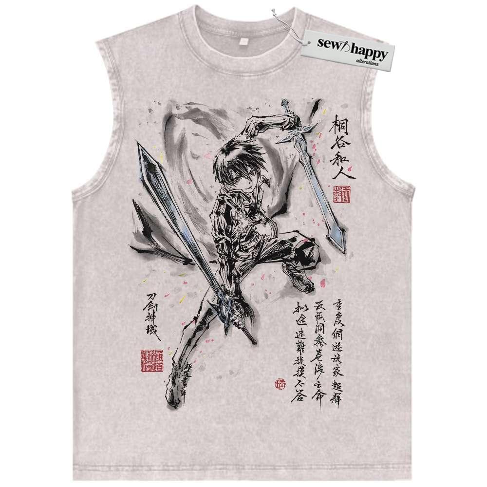 Wash Tank Top Kirito Tank Top, Sword Art Online Tank Top, SAO Tank Top, Anime Tank Top, Vintage Tank Top