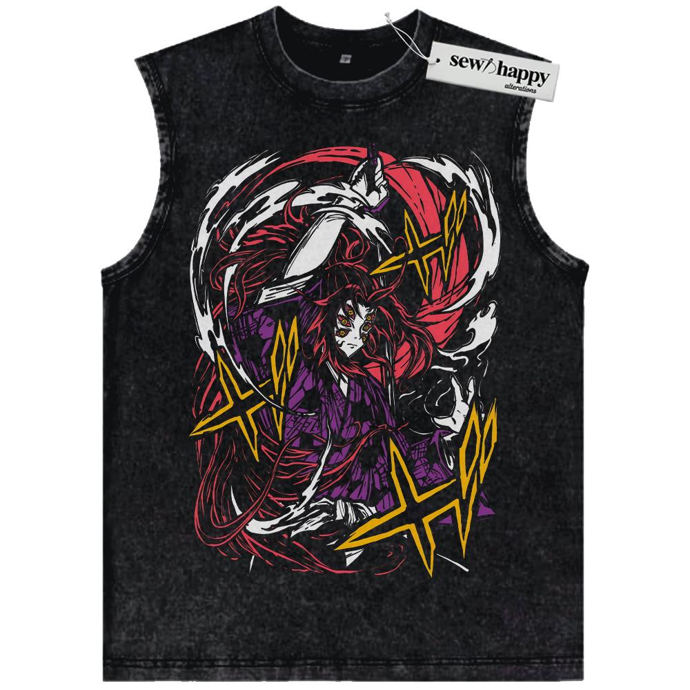 Wash Tank Top Kokushibo Tank Top, Demon Slayer Tank Top, Anime Tank Top, Vintage Tank Top