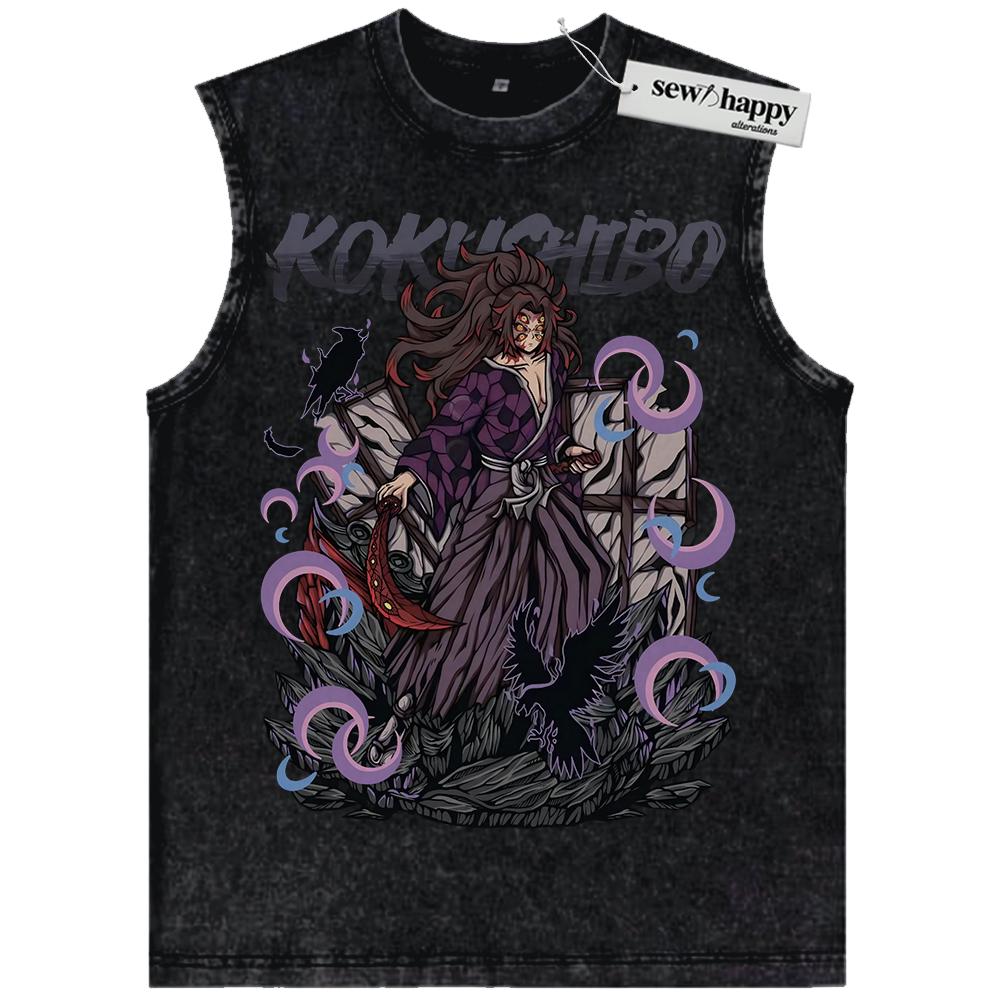 Wash Tank Top Kokushibo Tank Top, Demon Slayer Tank Top, Anime Tank Top, Vintage Tank Top
