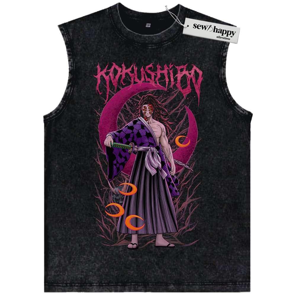Wash Tank Top Kokushibo Tank Top, Demon Slayer Tank Top, Anime Tank Top, Vintage Tank Top
