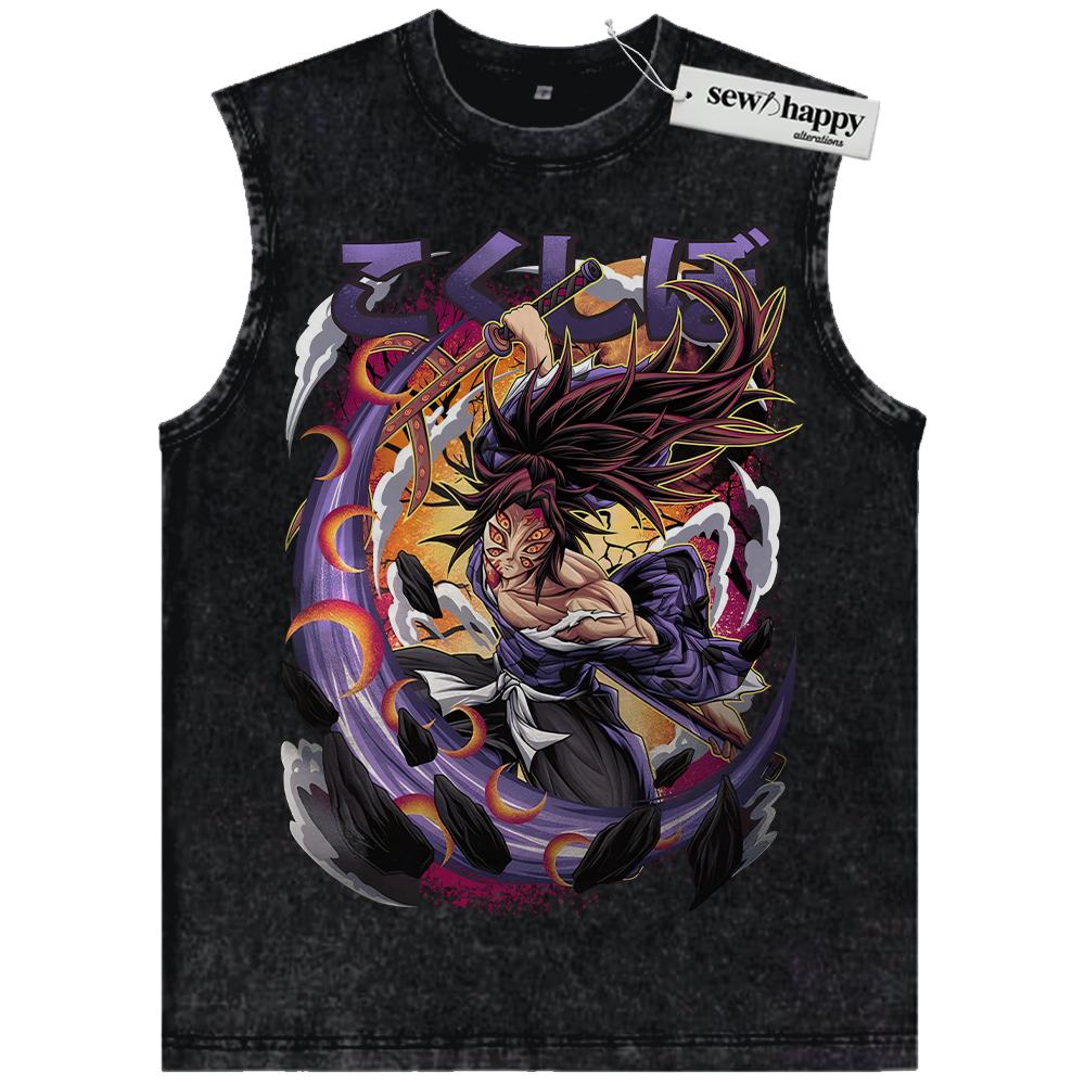 Wash Tank Top Kokushibo Tank Top, Demon Slayer Tank Top, Anime Tank Top, Vintage Tank Top