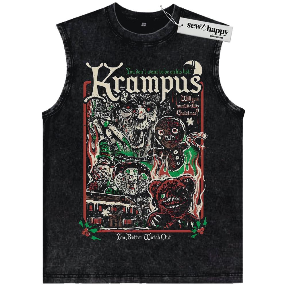 Wash Tank Top Krampus Tank Top, Horror Movie Tank Top, Halloween Tank Top, Vintage Tank Top