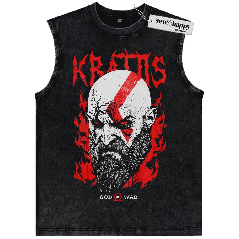 Wash Tank Top Kratos Tank Top, God of War Tank Top, Game Tank Top, Vintage Tank Top