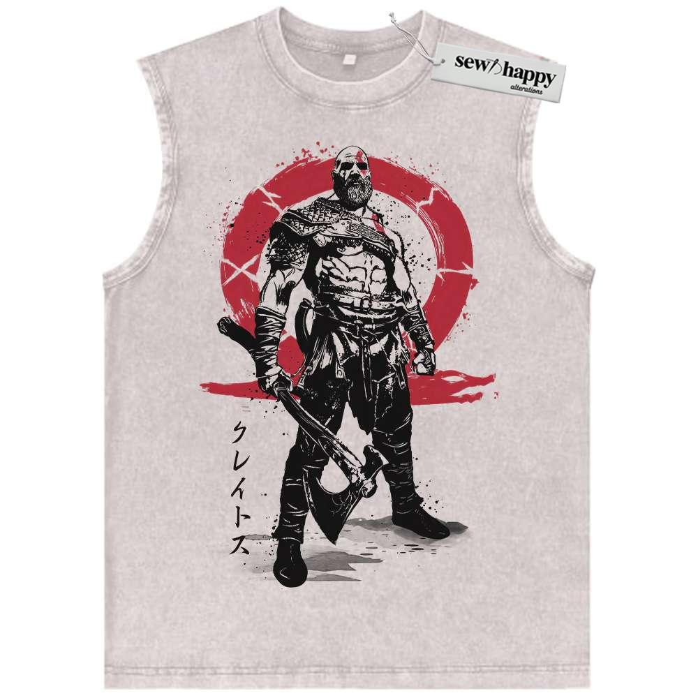 Wash Tank Top Kratos Tank Top, God of War Tank Top, Game Tank Top, Vintage Tank Top