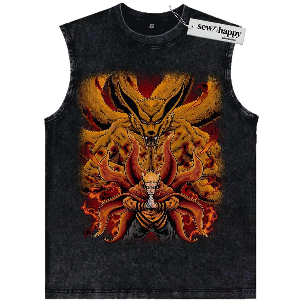 Wash Tank Top Kurama Tank Top, Naruto Uzumaki Tank Top, Anime Tank Top, Vintage Tank Top