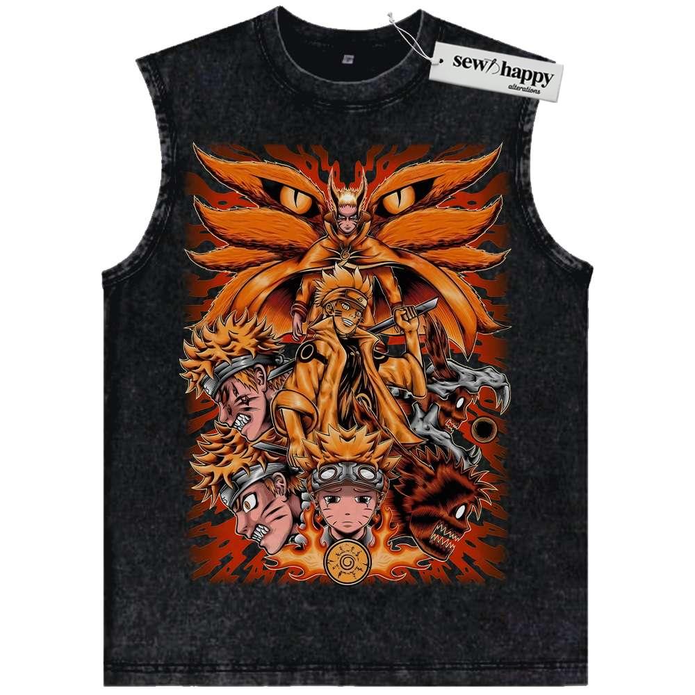 Wash Tank Top Kurama Tank Top, Naruto Uzumaki Tank Top, Anime Tank Top, Vintage Tank Top