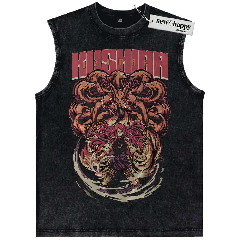 Wash Tank Top Kushina Uzumaki Tank Top, Kurama Tank Top, Naruto Tank Top, Anime Tank Top, Vintage Tank Top