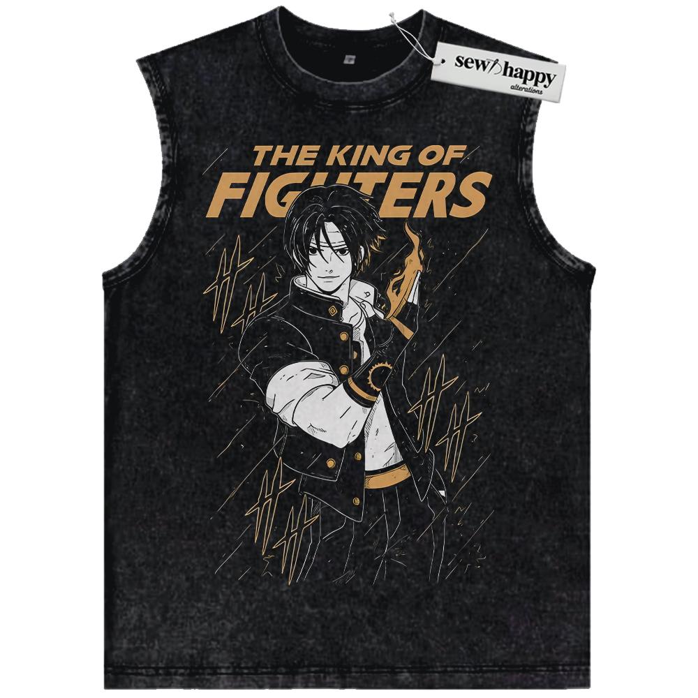Wash Tank Top Kyo Kusanagi Tank Top, The King of Fighters Tank Top, Game Tank Top, Vintage Tank Top