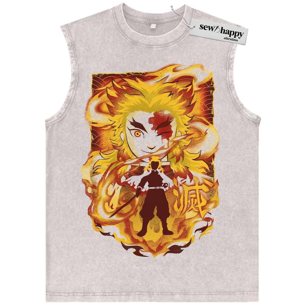 Wash Tank Top Kyojuro Rengoku Tank Top, Demon Slayer Tank Top, Anime Tank Top, Vintage Tank Top