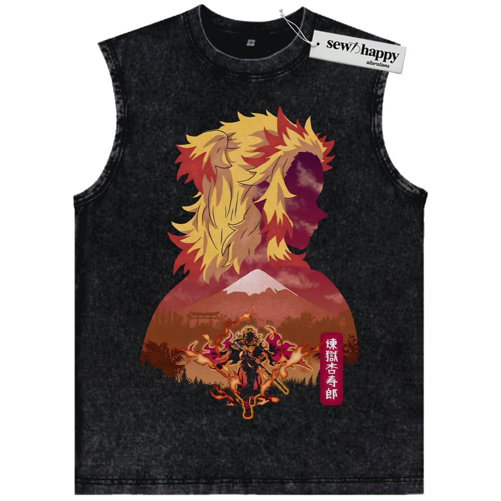 Wash Tank Top Kyojuro Rengoku Tank Top, Demon Slayer Tank Top, Anime Tank Top, Vintage Tank Top