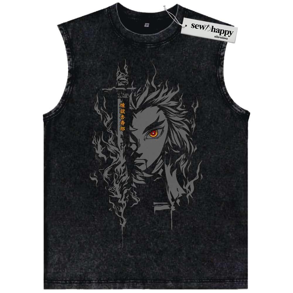 Wash Tank Top Kyojuro Rengoku Tank Top, Demon Slayer Tank Top, Anime Tank Top, Vintage Tank Top
