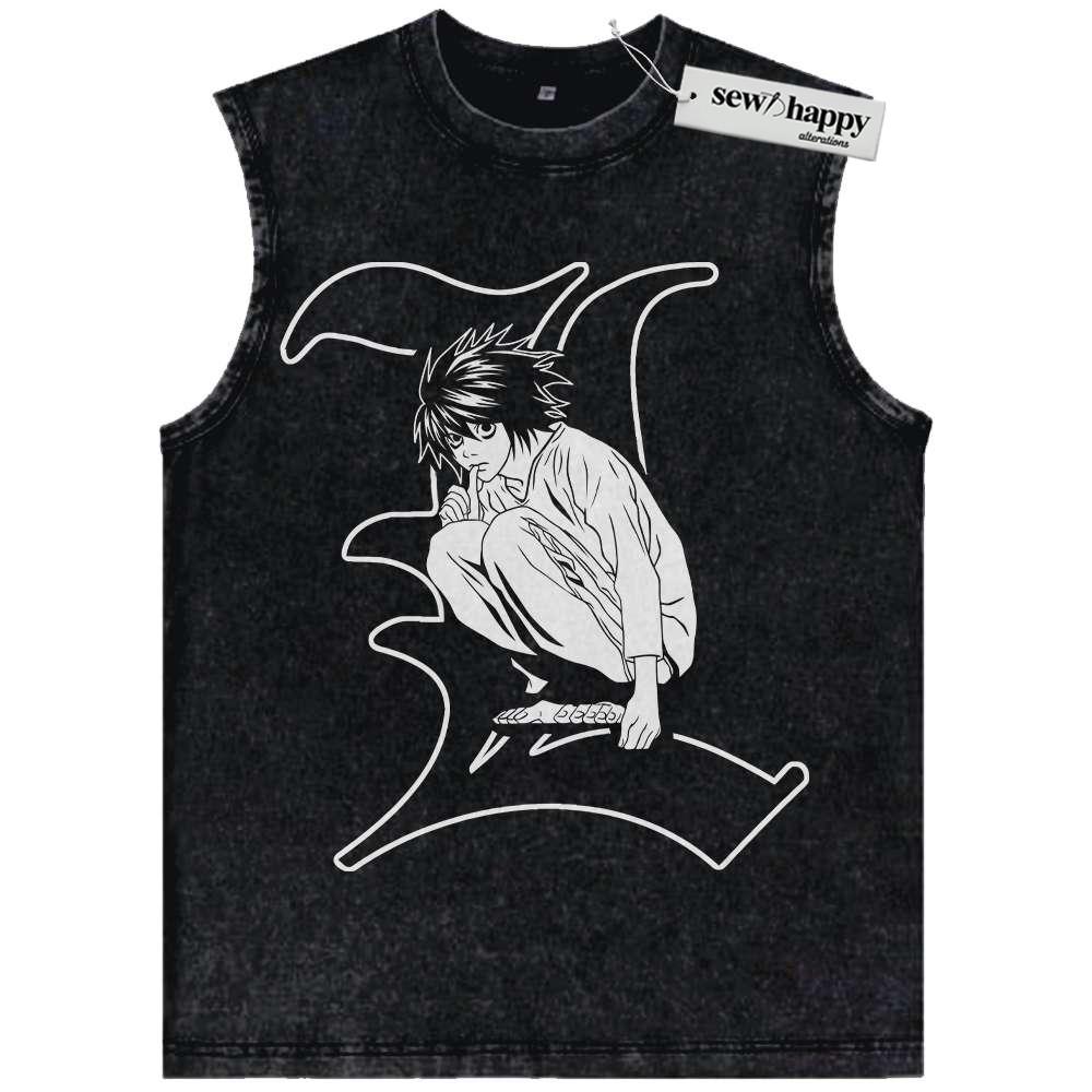 Wash Tank Top L Tank Top, Death Note Tank Top, Anime Tank Top, Vintage Tank Top