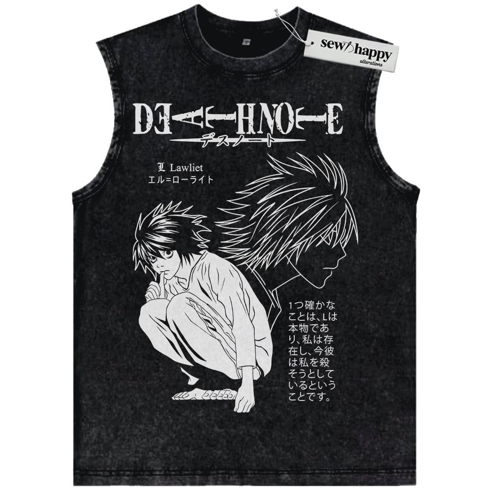 Wash Tank Top L Tank Top, Death Note Tank Top, Anime Tank Top, Vintage Tank Top
