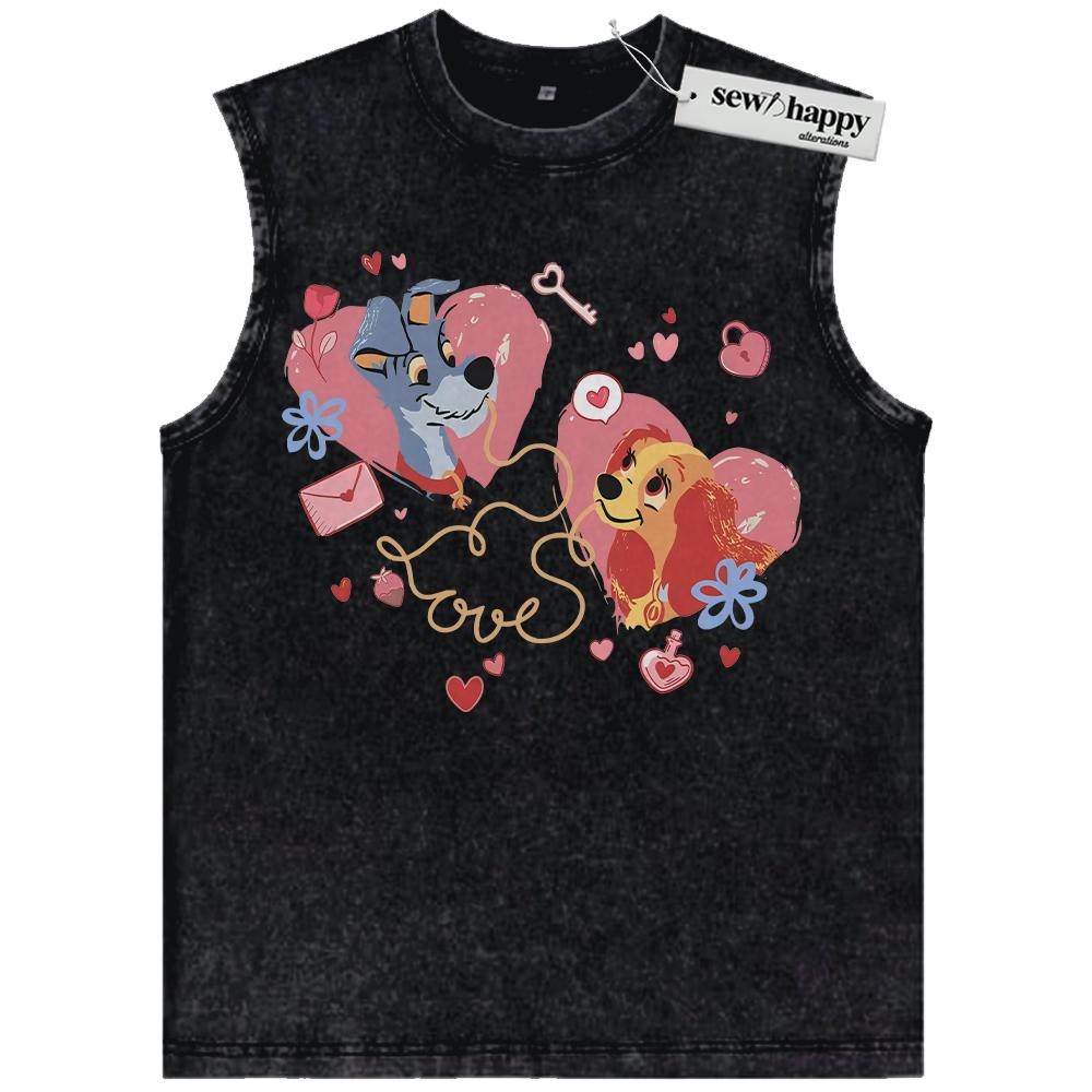 Wash Tank Top Lady and the Tramp Tank Top, Valentine’s Day Tank Top, Animated Tank Top, Vintage Tank Top