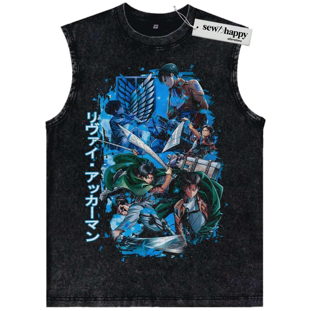 Wash Tank Top Levi Ackerman Tank Top, Attack On Titan Tank Top, AOT Tank Top, Anime Tank Top, Vintage Tank Top