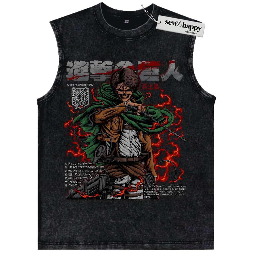 Wash Tank Top Levi Ackerman Tank Top, Attack On Titan Tank Top, AOT Tank Top, Anime Tank Top, Vintage Tank Top