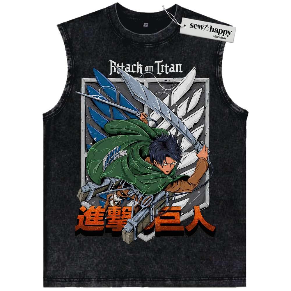 Wash Tank Top Levi Ackerman Tank Top, Attack On Titan Tank Top, AOT Tank Top, Anime Tank Top, Vintage Tank Top