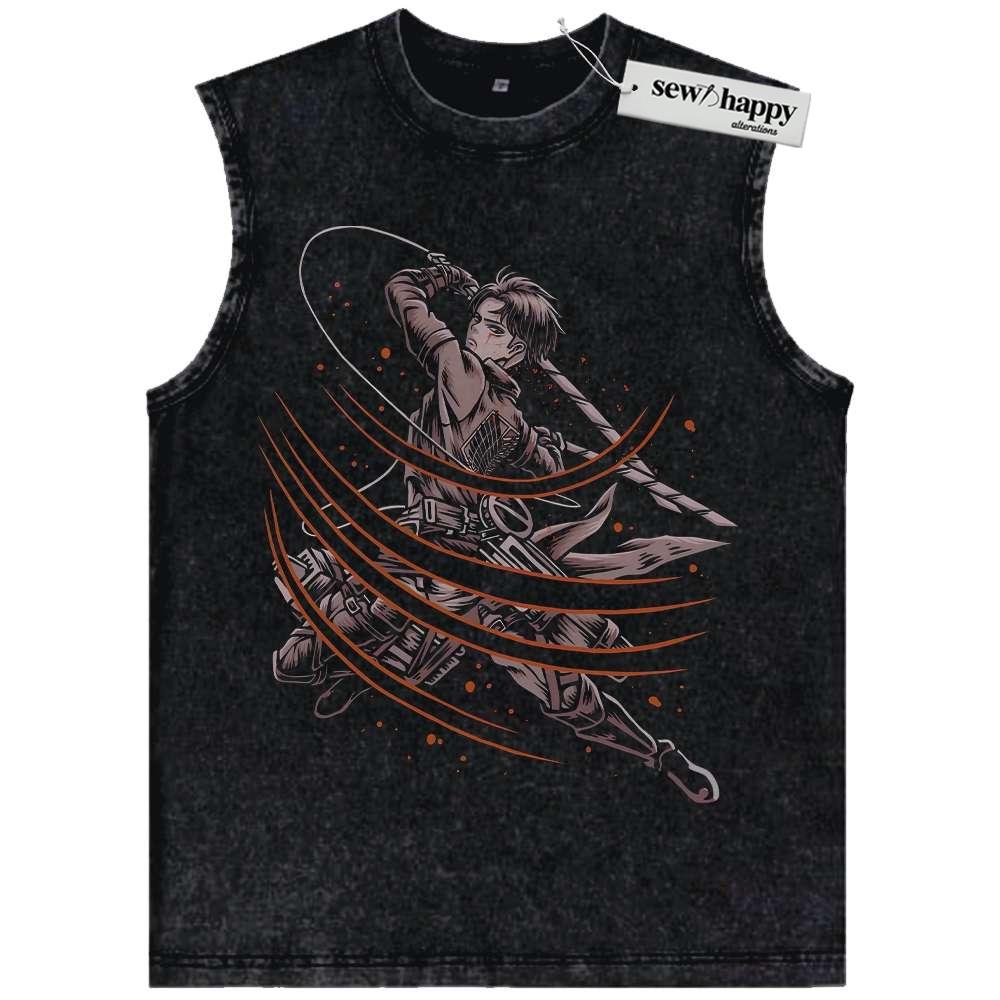 Wash Tank Top Levi Ackerman Tank Top, Attack On Titan Tank Top, AOT Tank Top, Anime Tank Top, Vintage Tank Top