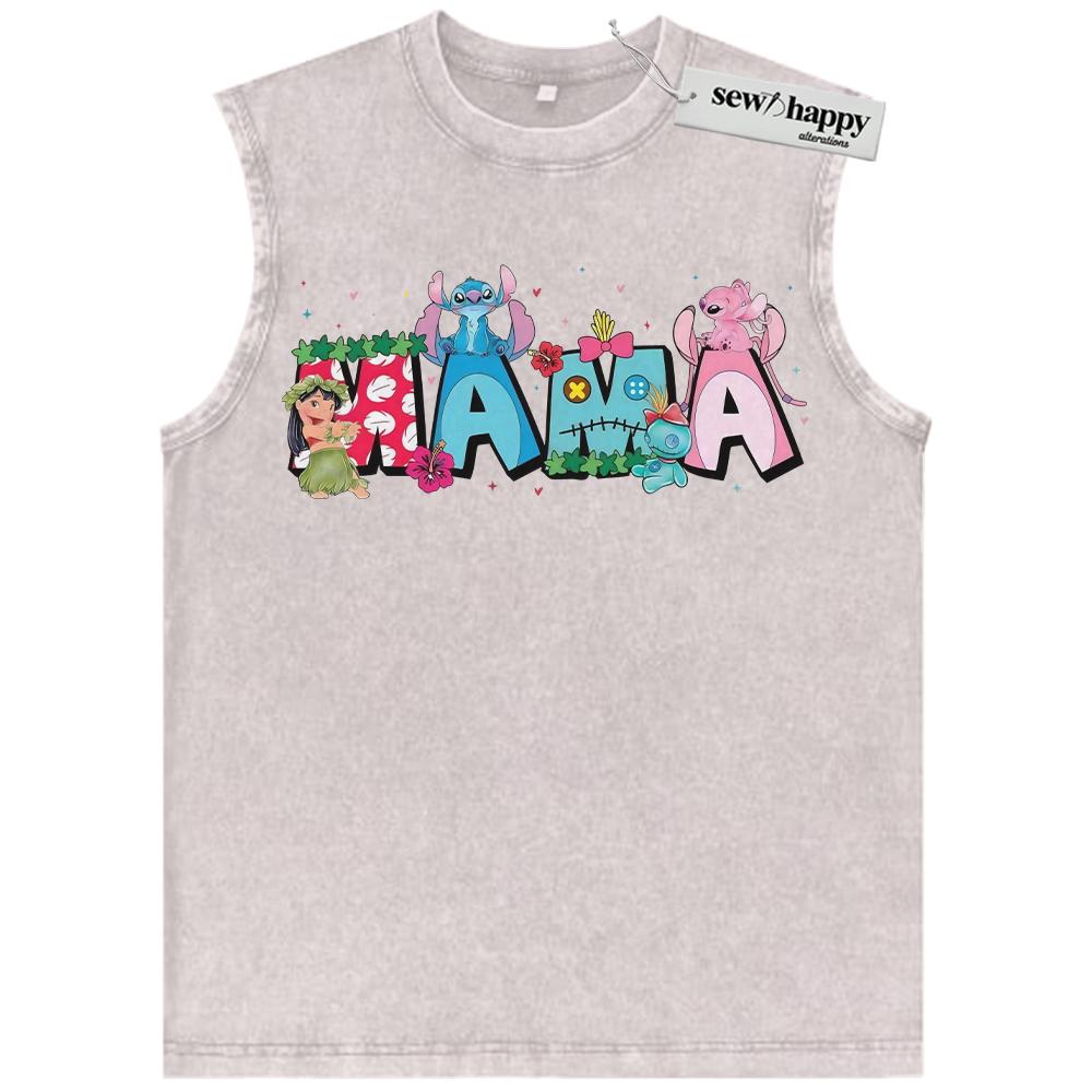 Wash Tank Top Lilo and Stitch Tank Top, Mother’s Day Tank Top, Animated Tank Top, Vintage Tank Top