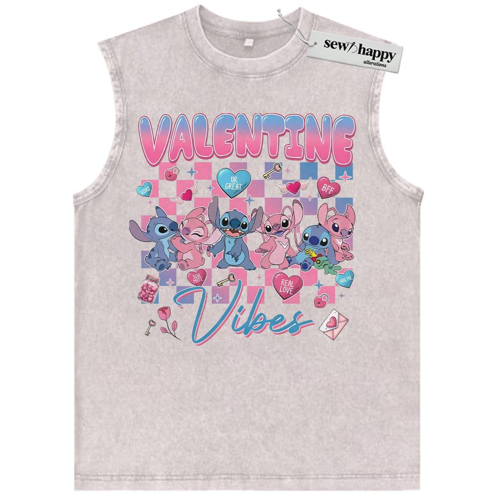 Wash Tank Top Lilo and Stitch Tank Top, Valentine’s Day Tank Top, Animated Tank Top, Vintage Tank Top