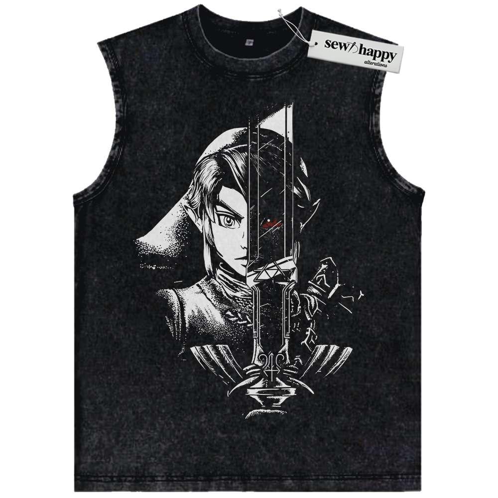 Wash Tank Top Link Tank Top, The Legend of Zelda Tank Top, Game Tank Top, Vintage Tank Top