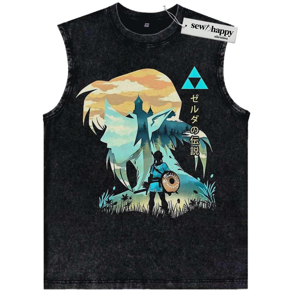 Wash Tank Top Link Tank Top, The Legend of Zelda Tank Top, Game Tank Top, Vintage Tank Top
