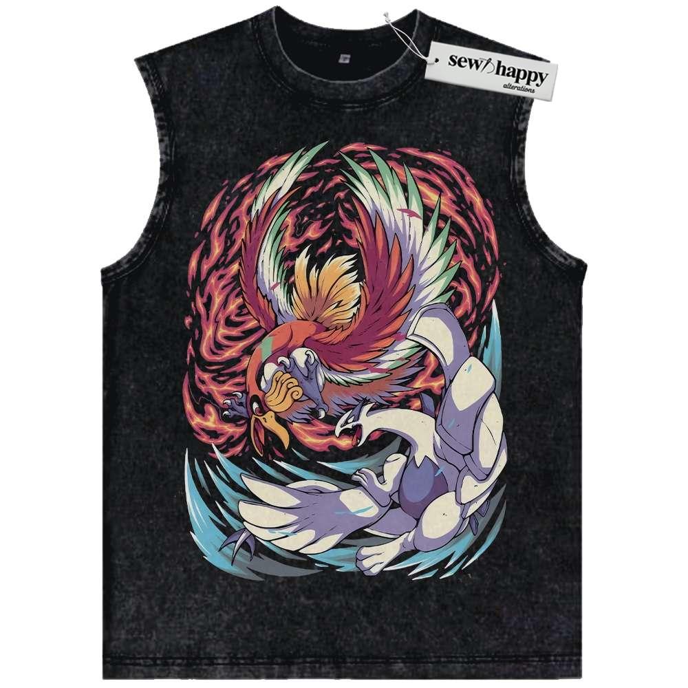 Wash Tank Top Lugia vs Ho-oh Tank Top, Pokemon Tank Top, Anime Tank Top, Vintage Tank Top