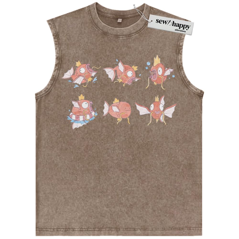 Wash Tank Top Magikarp Tank Top, Pokemon Tank Top, PKM Tank Top, Anime Tank Top, Vintage Tank Top