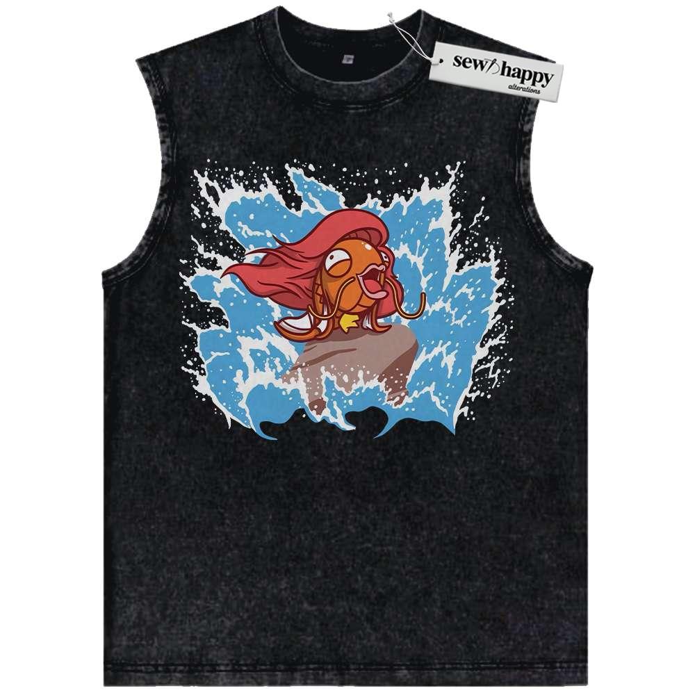 Wash Tank Top Magikarp x Ariel Tank Top, Pokemon Tank Top, Anime Tank Top, Vintage Tank Top