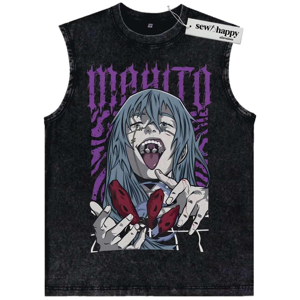 Wash Tank Top Mahito Tank Top, Jujutsu Kaisen Tank Top, Anime Tank Top, Vintage Tank Top