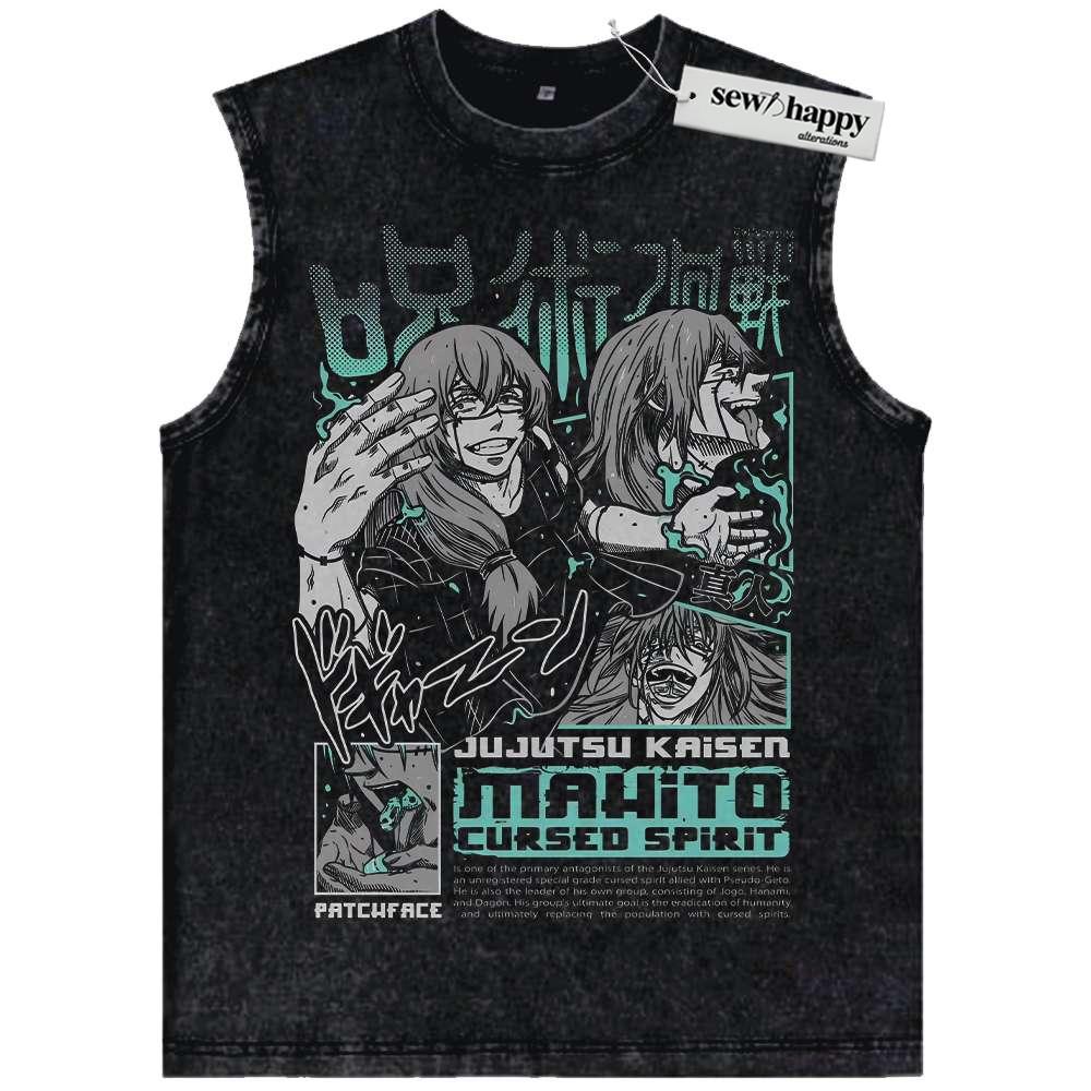 Wash Tank Top Mahito Tank Top, Jujutsu Kaisen Tank Top, Anime Tank Top, Vintage Tank Top