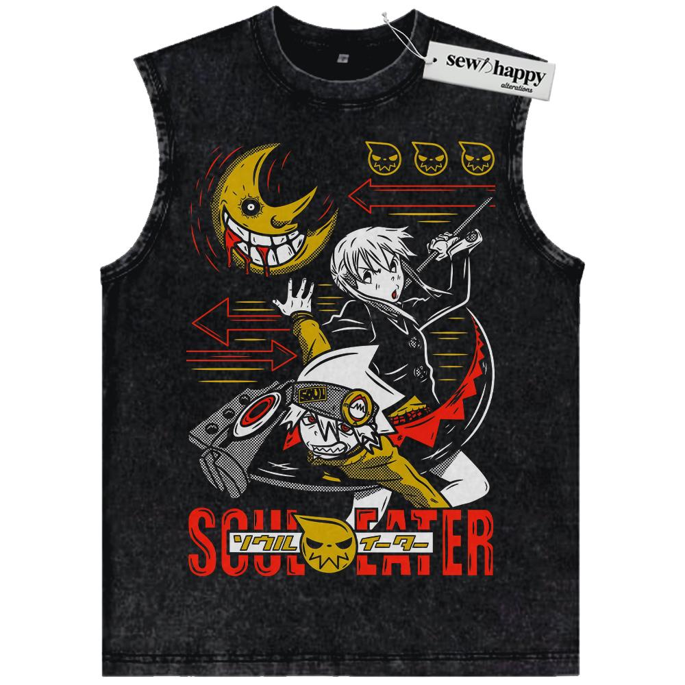 Wash Tank Top Maka Albarn and Soul Evans Tank Top, Soul Eater Tank Top, Anime Tank Top, Vintage Tank Top