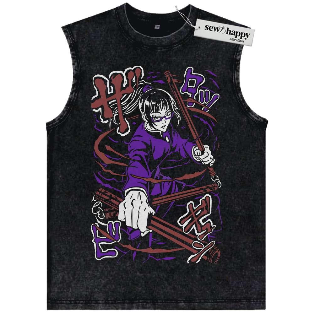 Wash Tank Top Maki Zenin Tank Top, Jujutsu Kaisen Tank Top, Anime Tank Top, Vintage Tank Top