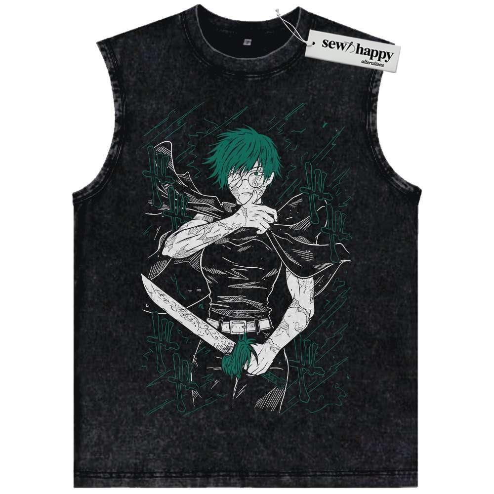 Wash Tank Top Maki Zenin Tank Top, Jujutsu Kaisen Tank Top, Anime Tank Top, Vintage Tank Top