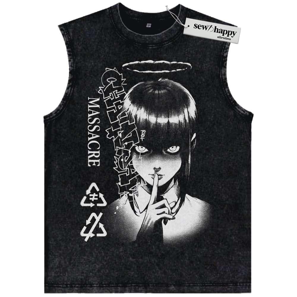 Wash Tank Top Makima Tank Top, Chainsaw Man Tank Top, Anime Tank Top, Vintage Tank Top