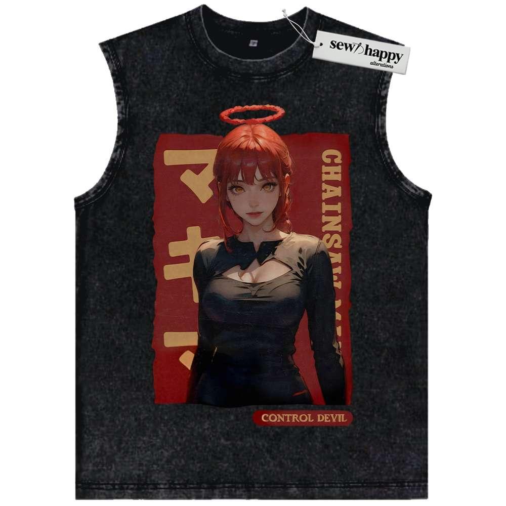 Wash Tank Top Makima Tank Top, Chainsaw Man Tank Top, Anime Tank Top, Vintage Tank Top