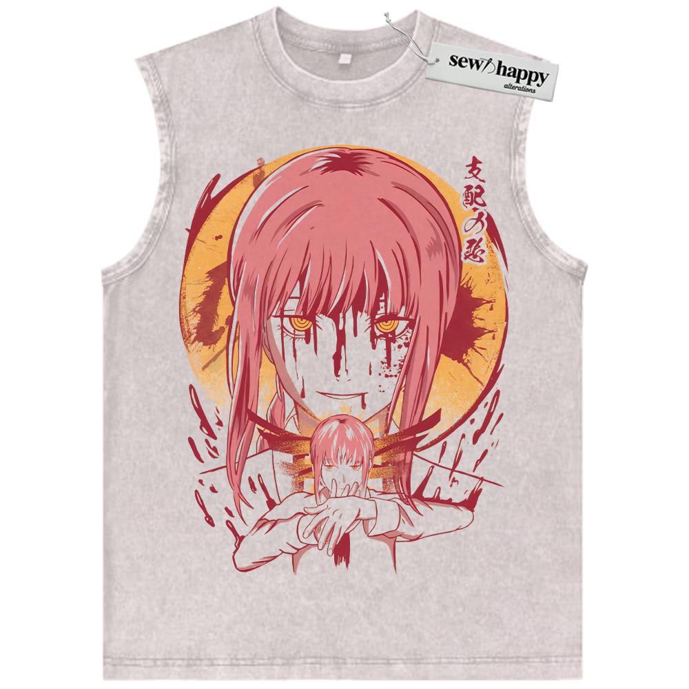 Wash Tank Top Makima Tank Top, Chainsaw Man Tank Top, Anime Tank Top, Vintage Tank Top