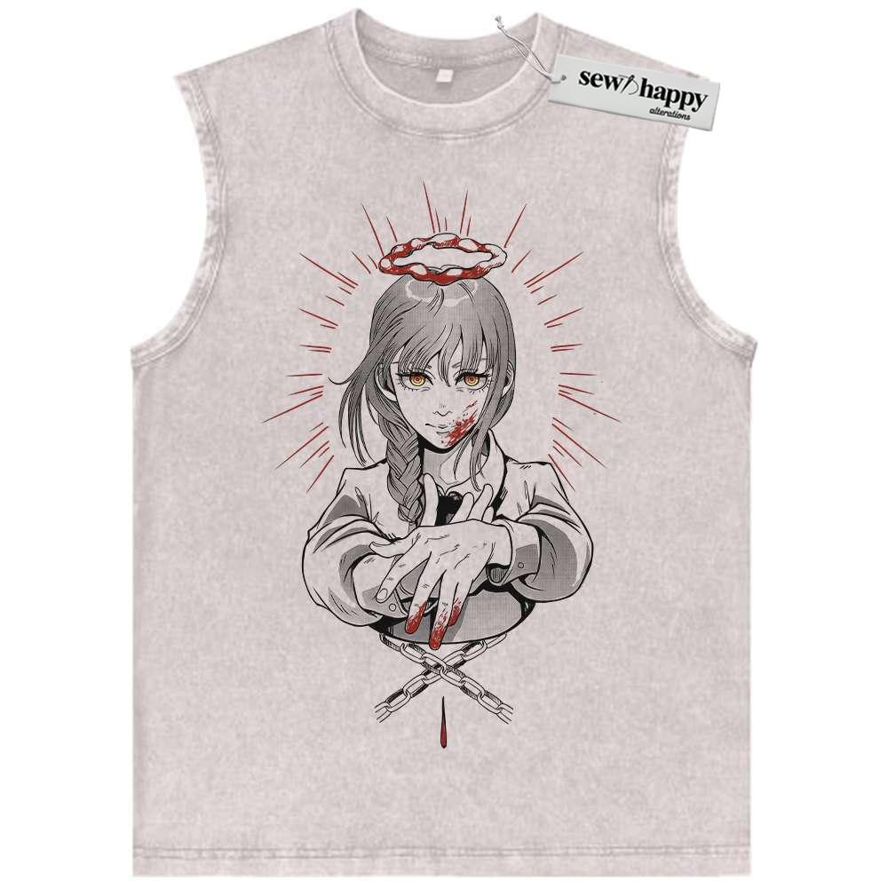 Wash Tank Top Makima Tank Top, Chainsaw Man Tank Top, Anime Tank Top, Vintage Tank Top