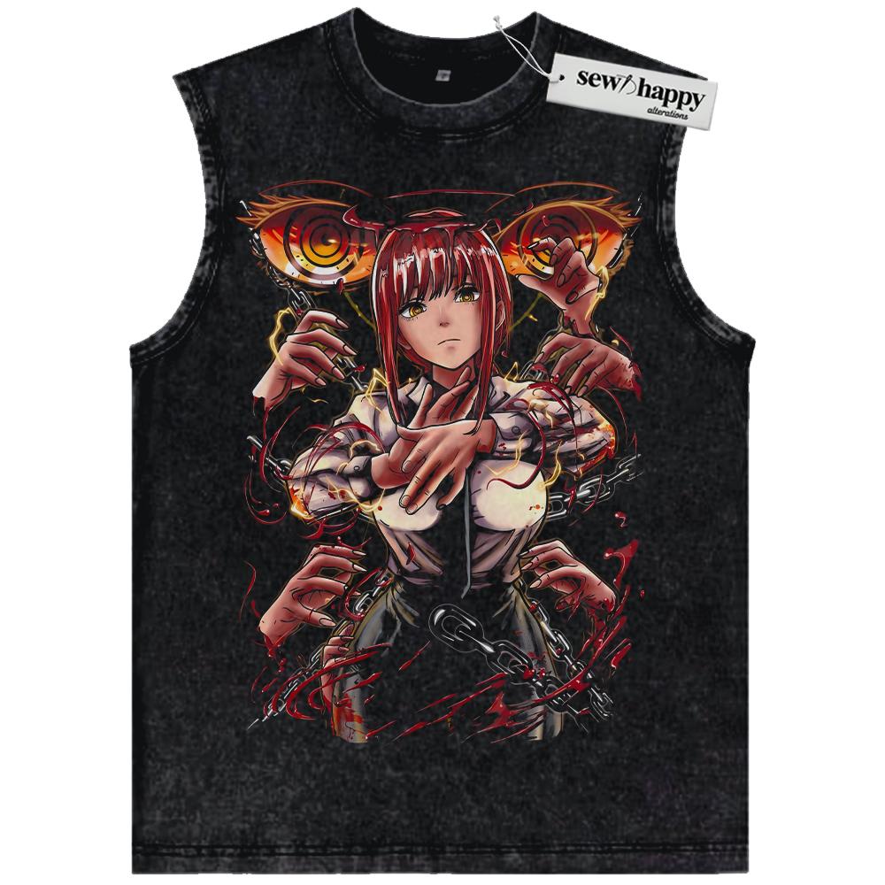 Wash Tank Top Makima Tank Top, Chainsaw Man Tank Top, Anime Tank Top, Vintage Tank Top